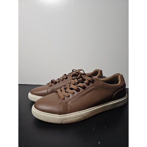 New Calvin Klein Men\'s Casual Leather Shoes  Fashion Sneakers  Brown Size 10 main image 8